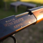 Detailed image of a classic Winchester rifle in 32WIN cartridge, showcasing craftsmanship and appeal for gun enthusiasts.