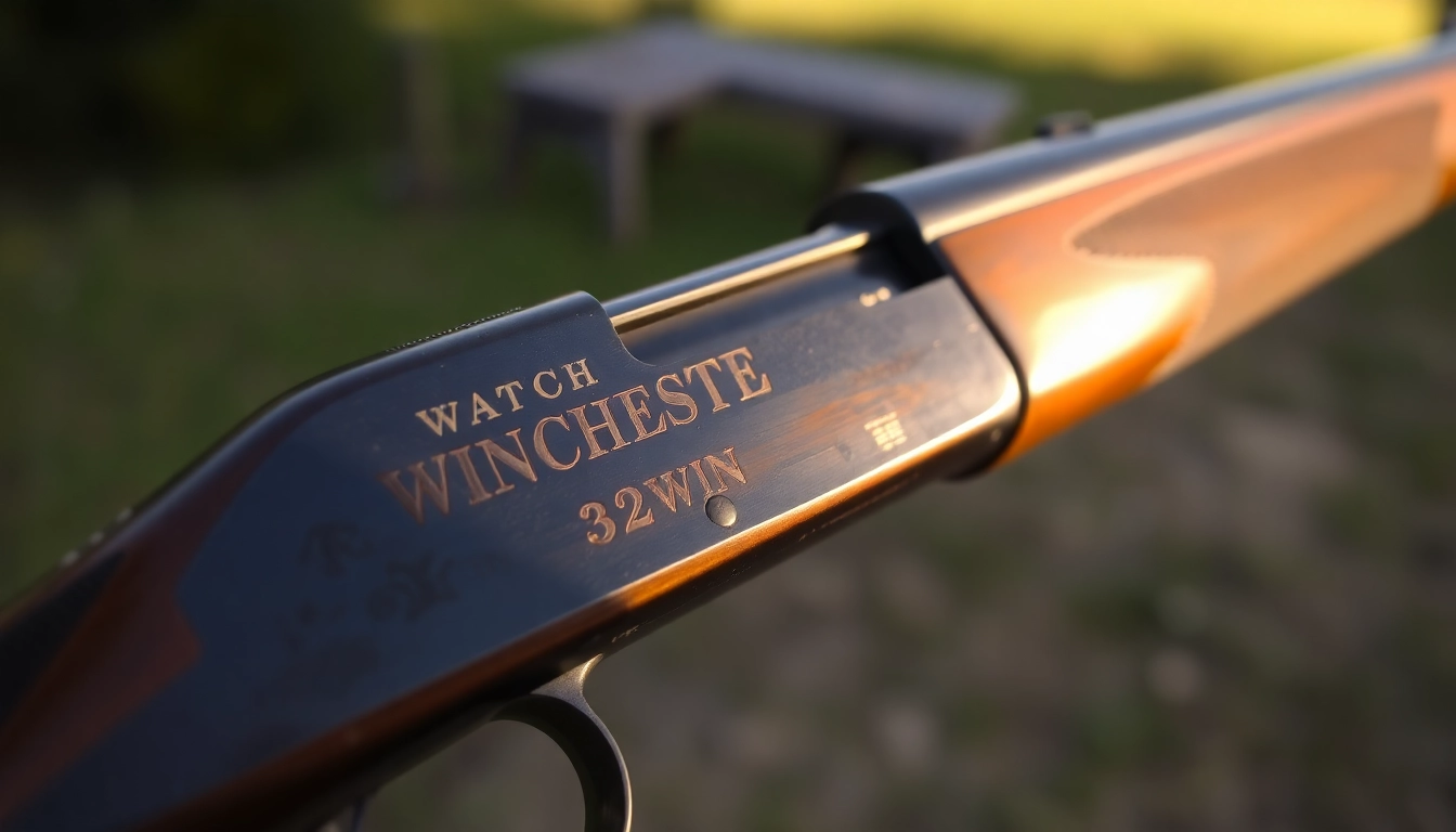 Detailed image of a classic Winchester rifle in 32WIN cartridge, showcasing craftsmanship and appeal for gun enthusiasts.