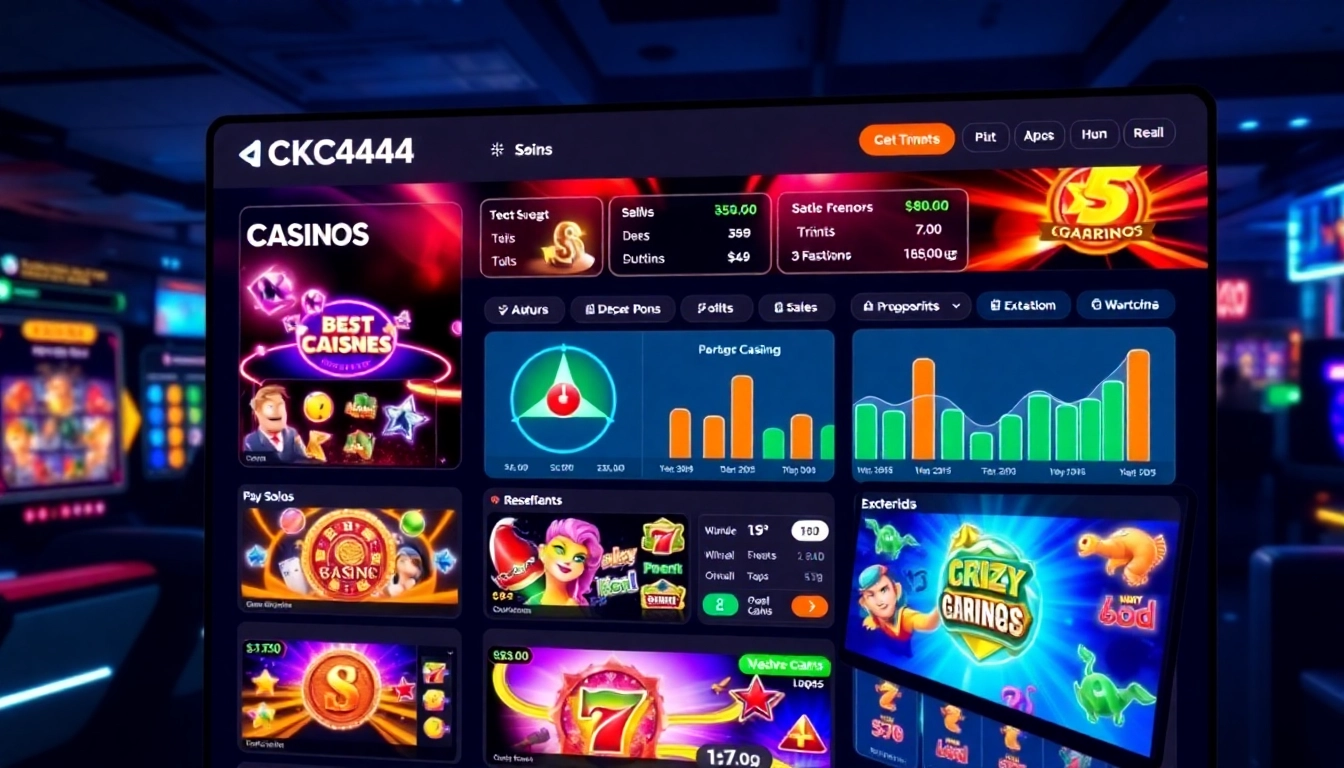 Seamless ck444 login interface on a vibrant gaming platform, inviting users to access a diverse online casino environment with enticing visuals.