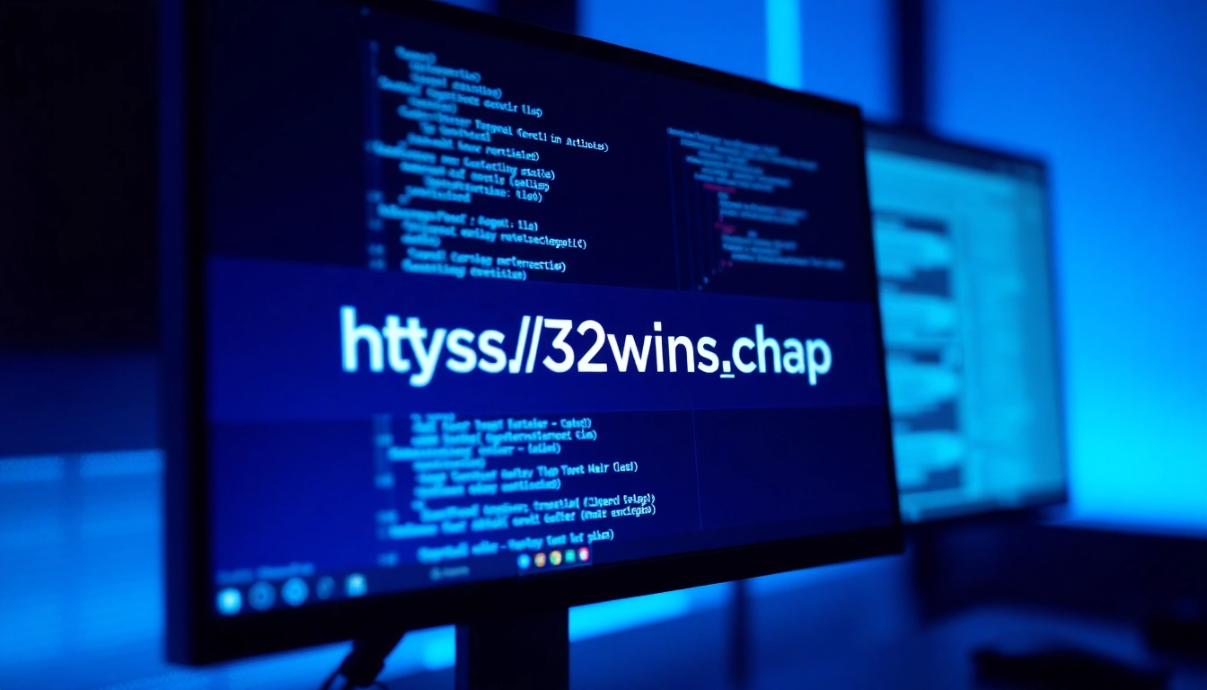 Screenshot of a Windows desktop with https://32win.cheap branding, showcasing a developer working on Win32 applications, emphasizing software development and technology integration for Windows users.