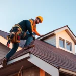 Experienced local roofing company team installing a new roof with quality materials on a residential property, showcasing professionalism and skill.