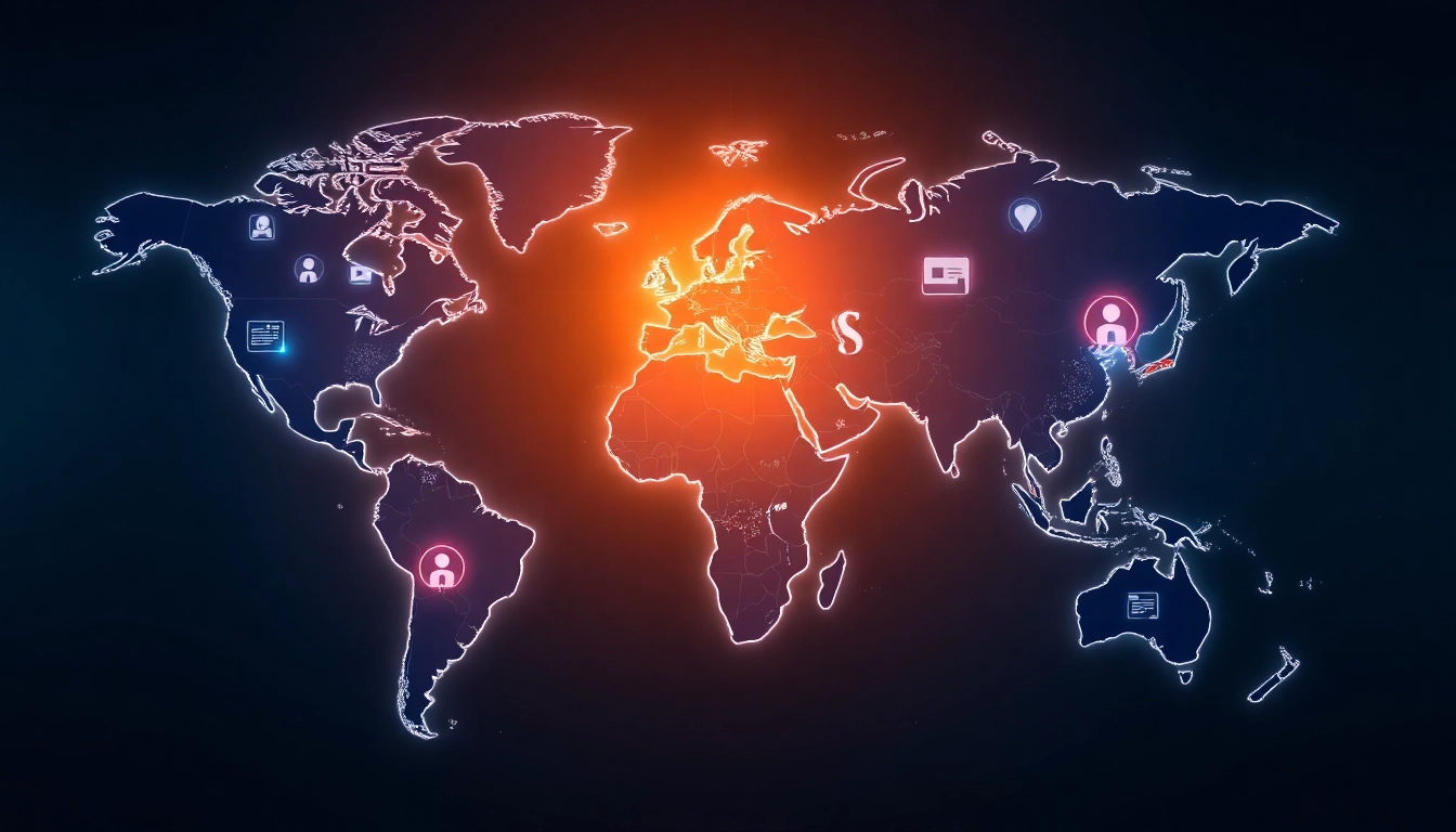 World News anchors analyzing global headlines with a digital screen showing world map and news