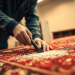 Expert cleaning of a Persian rug demonstrating Lavaggio tappeto Milano with deep water