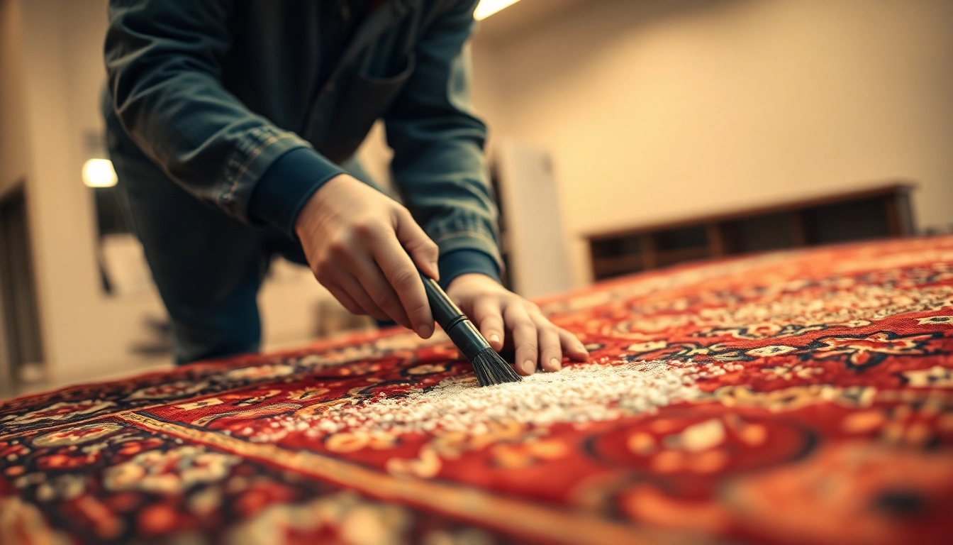 Expert cleaning of a Persian rug demonstrating Lavaggio tappeto Milano with deep water