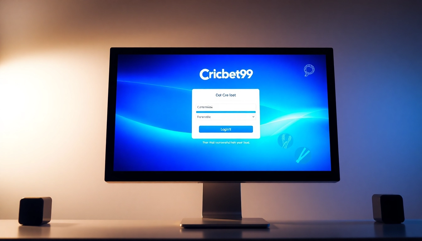 Visual of Cricbet99 login page showing user entering credentials on a clean, modern interface