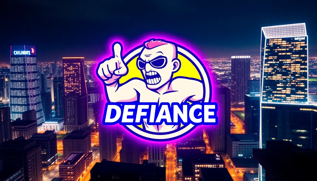 Meme Coin Defiance icon showing rebellious crypto symbol with bold colors and defiant stance