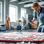 Expert Lavaggio Tappeto Milano cleaning a Persian rug using eco-friendly methods for deep
