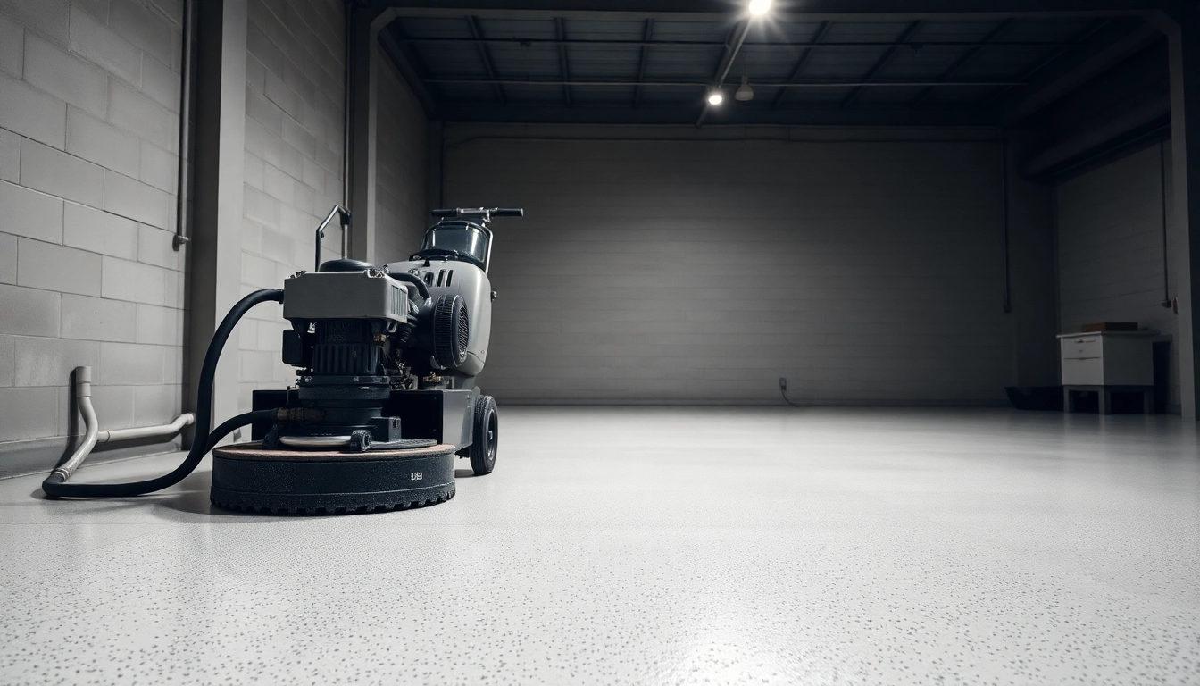 Professional floor preparation Birmingham services with grinding equipment and smooth surface finish