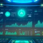 AICoin digital platform showing real-time market data and analytical charts for blockchain investors